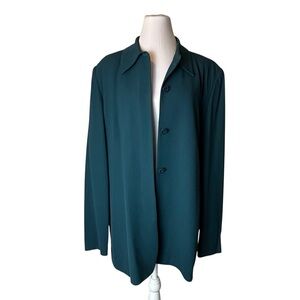 Vintage Field Manor Blazer Jacket SIze 16 Dark Teal Rayon Wool Blend Career